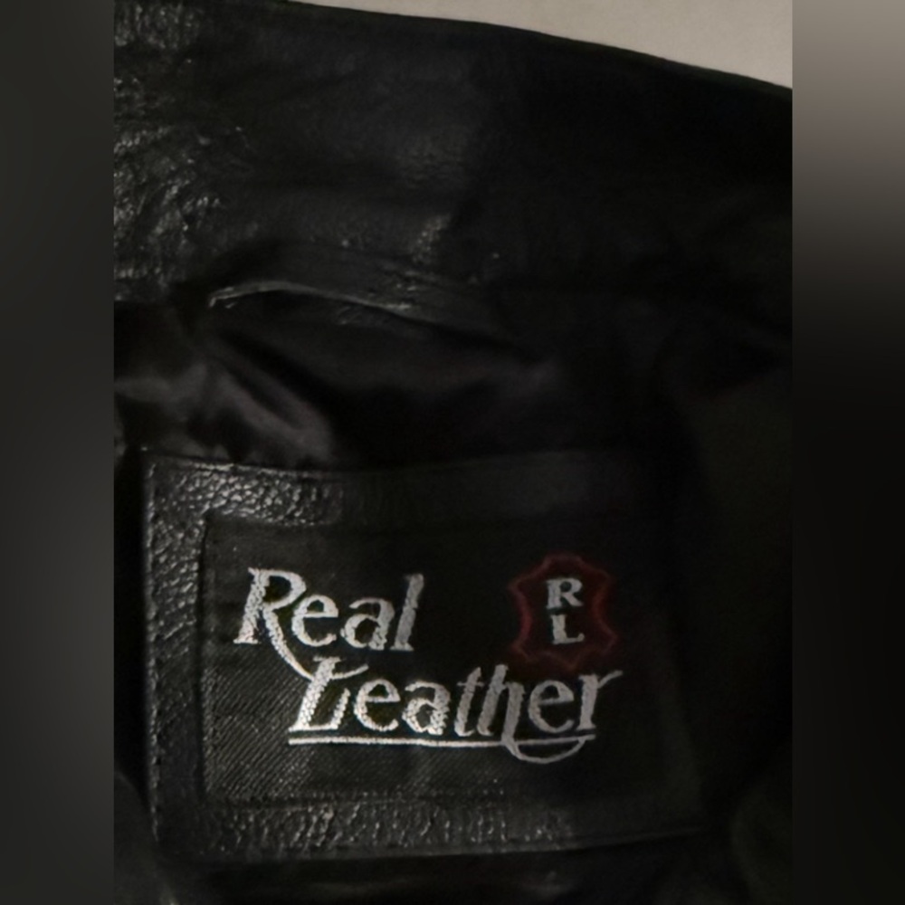 Real Leather Jacket Skeleton Biker Motorcycle Jacket Men’s Size Large - Picture 3 of 3